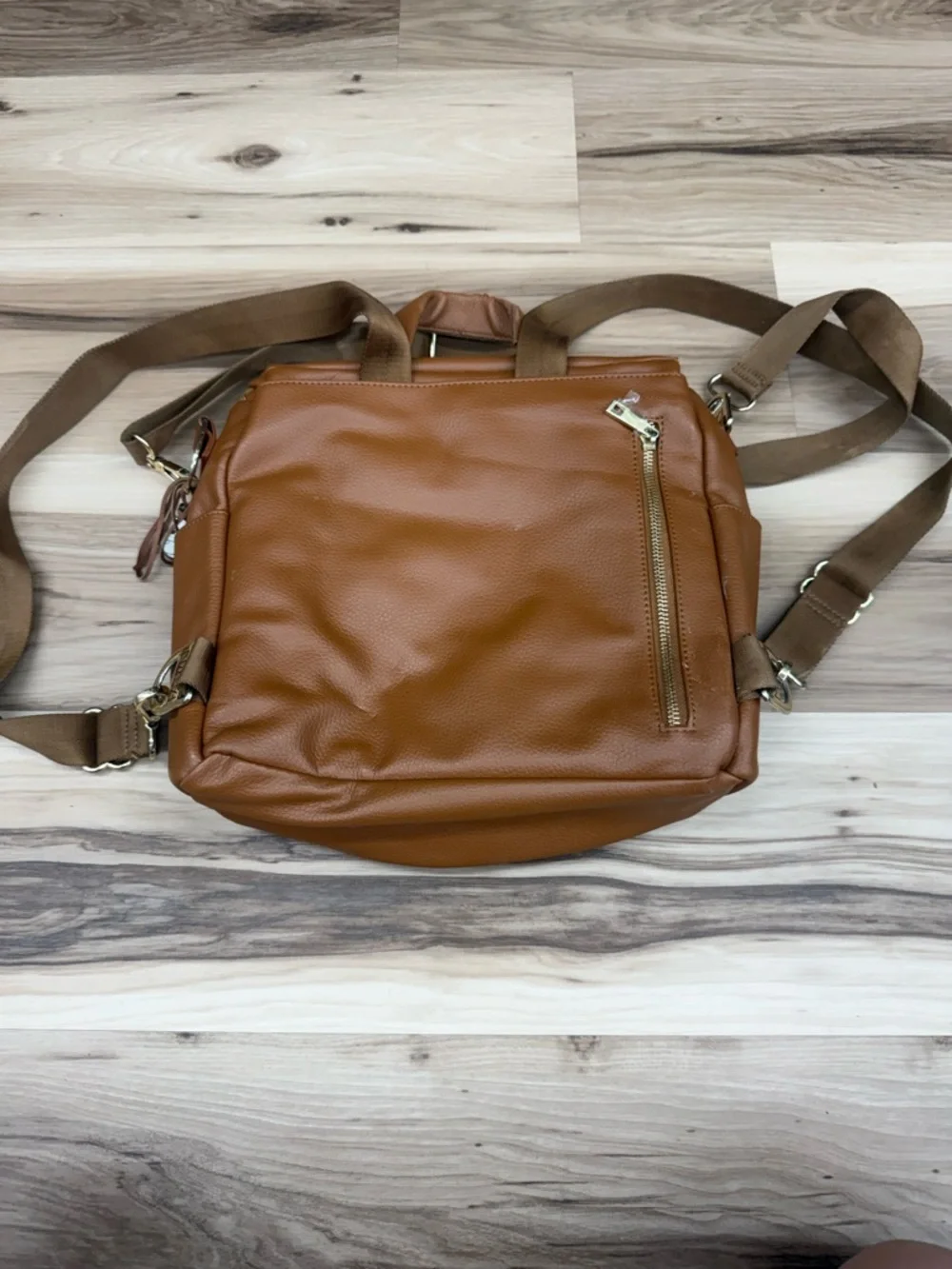 Fawn Design Brown Leather Convertible Backpack